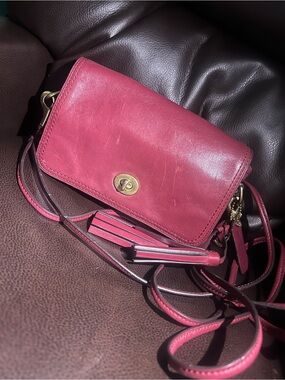 Coach Legacy Penny Crossbody Bag Vintage Turnlock Rare Red Leather Tassel